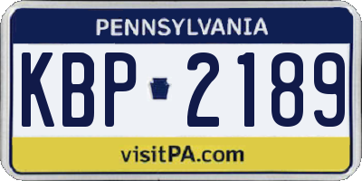 PA license plate KBP2189