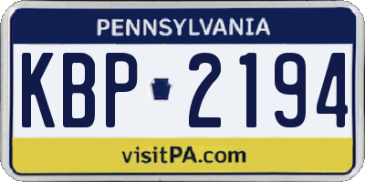 PA license plate KBP2194
