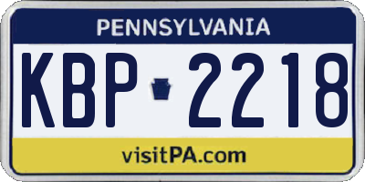 PA license plate KBP2218