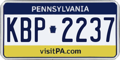 PA license plate KBP2237