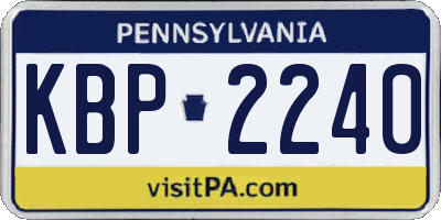 PA license plate KBP2240