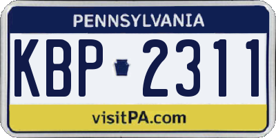 PA license plate KBP2311