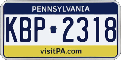 PA license plate KBP2318