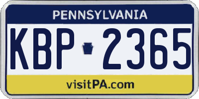 PA license plate KBP2365