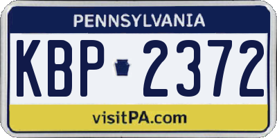 PA license plate KBP2372