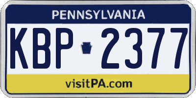 PA license plate KBP2377