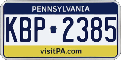PA license plate KBP2385