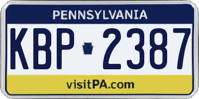 PA license plate KBP2387