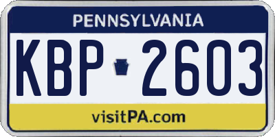 PA license plate KBP2603
