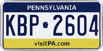 PA license plate KBP2604