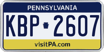 PA license plate KBP2607