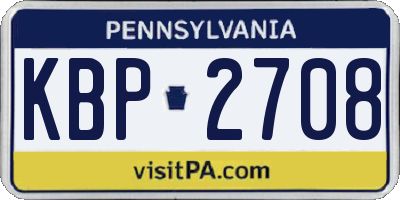 PA license plate KBP2708