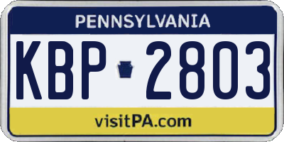 PA license plate KBP2803