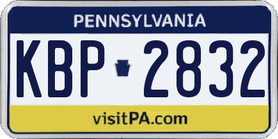 PA license plate KBP2832