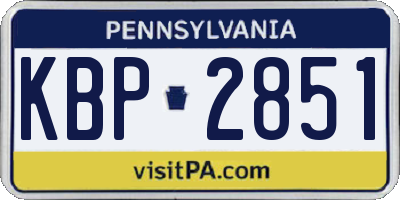 PA license plate KBP2851