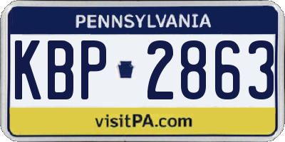 PA license plate KBP2863