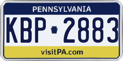 PA license plate KBP2883
