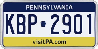 PA license plate KBP2901