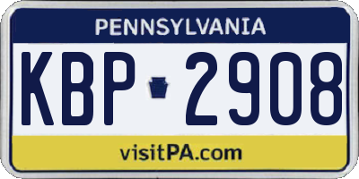 PA license plate KBP2908