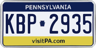 PA license plate KBP2935