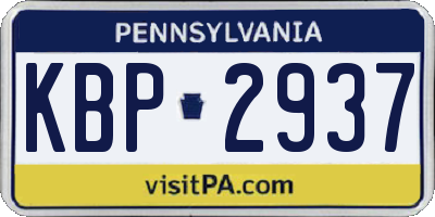 PA license plate KBP2937