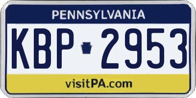 PA license plate KBP2953