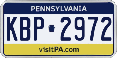 PA license plate KBP2972