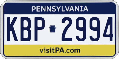 PA license plate KBP2994