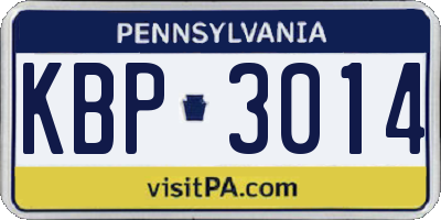 PA license plate KBP3014