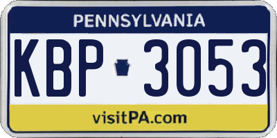 PA license plate KBP3053