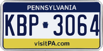 PA license plate KBP3064