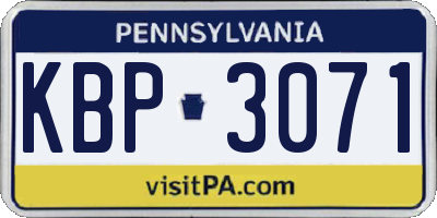 PA license plate KBP3071