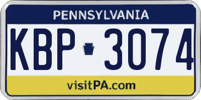 PA license plate KBP3074