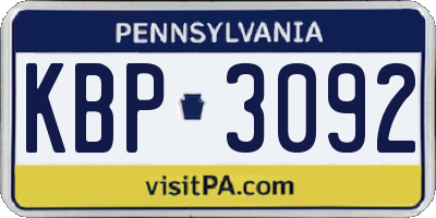 PA license plate KBP3092