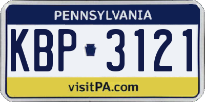 PA license plate KBP3121