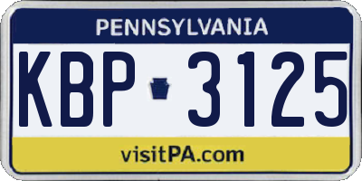 PA license plate KBP3125