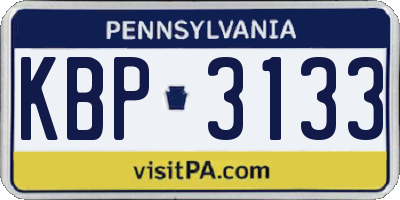 PA license plate KBP3133