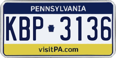 PA license plate KBP3136