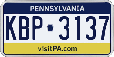 PA license plate KBP3137