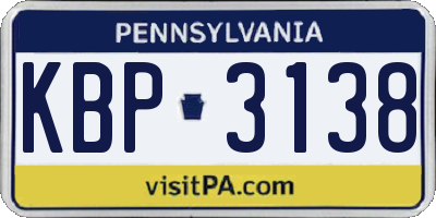 PA license plate KBP3138