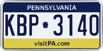 PA license plate KBP3140