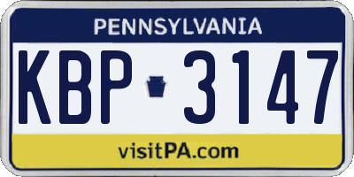 PA license plate KBP3147