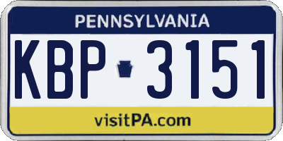 PA license plate KBP3151