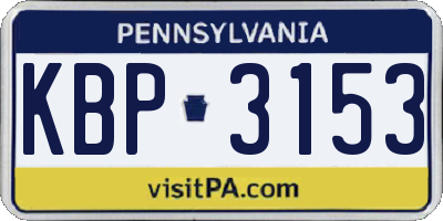 PA license plate KBP3153