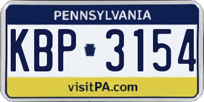 PA license plate KBP3154