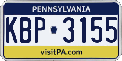 PA license plate KBP3155