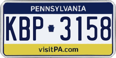 PA license plate KBP3158
