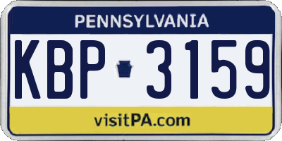 PA license plate KBP3159
