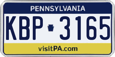 PA license plate KBP3165