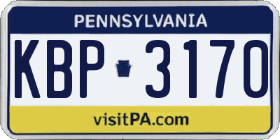 PA license plate KBP3170